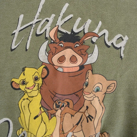 Disney Lion King Olive Green Crewneck Sweater Hakuna Matata Med - Picture 10 of 13